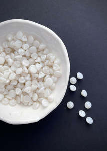 Vintage: Vintage Glass Shank Buttons. Teeny Tiny Pearl 6mm