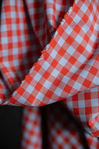 Hot Candy Organic Cotton Linen Gingham Fabric