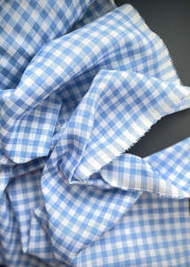 Linen: European Linen - Market Gingham, Fontaine Blue