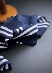 Striped Cotton Rib - Navy + White