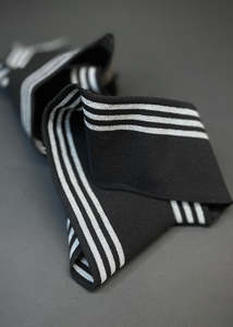 Medium Weight: Striped Cotton Rib - Black + Silver