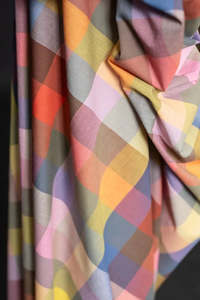 Bilberry Watercolour Organic Cotton Check Fabric