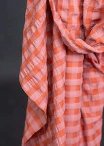 Organic Cotton Gingham Seersucker - Flush