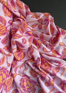 Miss Maude: Viscose Lawn. Carnival Flower, Pink