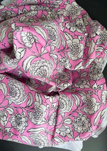 Cotton Drill Canvas: Mia Floral Candy Pink, Cotton Canvas Fabric