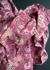 Light Weight: Hand Printed Cotton - Magenta Bloom