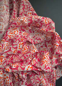 Light Weight: Hand Printed Cotton - Roses are Red