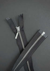 YKK, Open Ended Zip Drop Pull. Nickel. Black