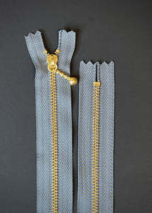 Ykk: YKK Brass Zip with Ball Pull, Mid Grey