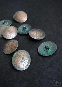 Metal Buttons - Ray Copper with Turquoise. 26mm