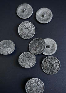 Posies Metal Button - Antique Pewter 25mm