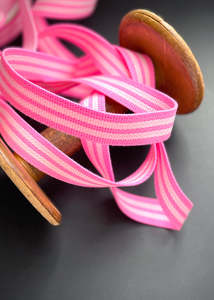 Webbing Tapes: Acrylic Bag Webbing - Bubblegum Pink Stripe