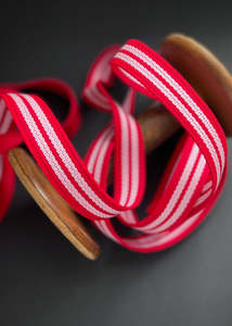 Webbing Tapes: Acrylic Bag Webbing - Red Stripe