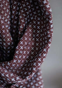 Cotton Poplin: Cool Browns Cross Stitch Indian Cotton