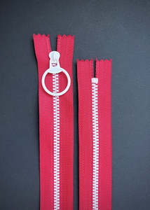 Circular Pull Zip, Red + White
