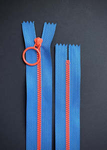 Circular Pull Zip, Blue + Orange
