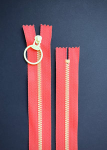 Circular Pull Zip, Coral + Lemon
