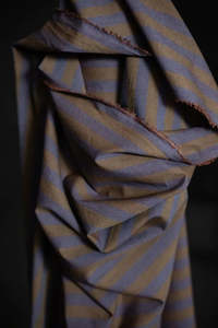 Linen: Leafy Plum Organic Cotton Linen Stripe Fabric