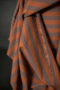 Linen: Double Chocolate Organic Cotton Linen Stripe Fabric