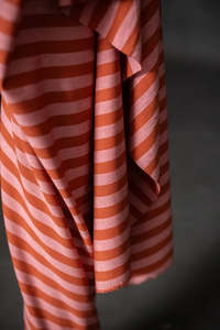 Linen: Pink Blush Organic Cotton Linen Stripe Fabric