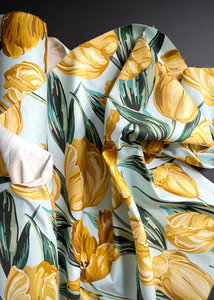 Miss Maude: Gold Tulip. Stretch Cotton Sateen