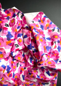 Miss Maude: Pink Cosmos. Stretch Cotton Sateen