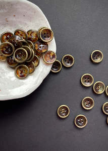 Rimmed Tortoise Shell Buttons. 11mm