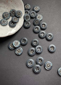 Buttons: Smoke Shell with Antique Brass Buttons. 12.5mm
