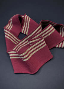 Ribbons Trim: Striped Cotton Rib - Burnt Red + Gold