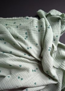 Fabric: Cotton Double Gauze - Heart to Heart, Sage