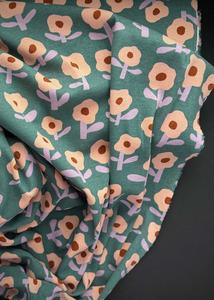 Fabric: Organic Cotton Rib Knit - Flowers Green