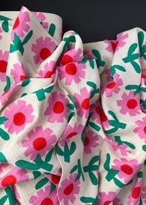 Fabric: LAST PIECE. Organic Cotton Double Gauze - Sunny Days Pink