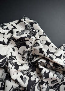 Garden Sketch Black, Japanese Cotton Linen Fabric