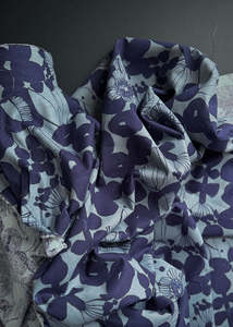 Linen: Garden Sketch Blue, Japanese Cotton Linen Fabric
