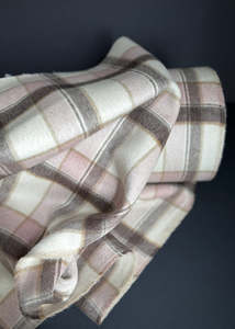Double Sided Wool Coating, Sahara Blush Check