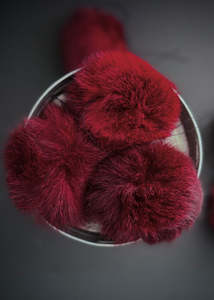 Possum Fur Pom Poms - Red