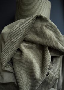Medium Weight: Soft 4.5 Wale Cotton Corduroy. Kelp
