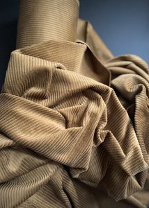 Medium Weight: Soft 4.5 Wale Cotton Corduroy. Dark Gold