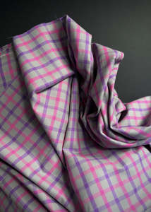 Brushed Cotton Check - Flamingo