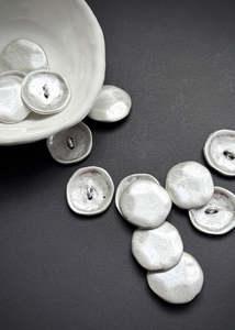 Brushed Metal Buttons - Shank Irregular Silver 20mm