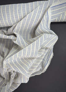 Cotton Linen Seersucker Stripe - Sky