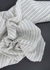 Cotton Linen Seersucker Stripe - Ink