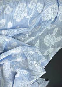 Carnation Stripe Jacquard Voile. Sky
