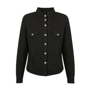 Textile Jackets: Savannah Moto Shirt - Black