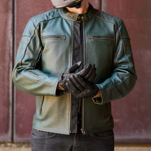 'ol Bobber Classic Leather Motorbike Jacket - British Racing Green