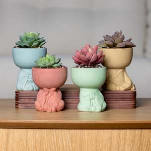 Small Size Pots: Small Glazed Ceramic Planter - "Little Buddha"