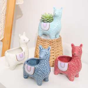 Small Glazed Ceramic Planter - "Llama"