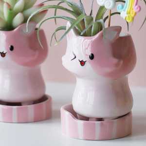 Small Size Pots: Ceramic Pots/Planters - "Kitty"