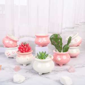 Glazed Ceramic Plant Pots - Small Footed Pots