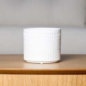 Large Size Pot: Ceramic Textured Pot 13.5cm White